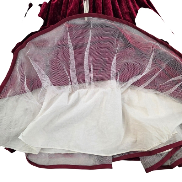 Rare Editions Velvet Holiday Dress Burgundy Lace Rosette Trim Girls Size 6 - Picture 3 of 8